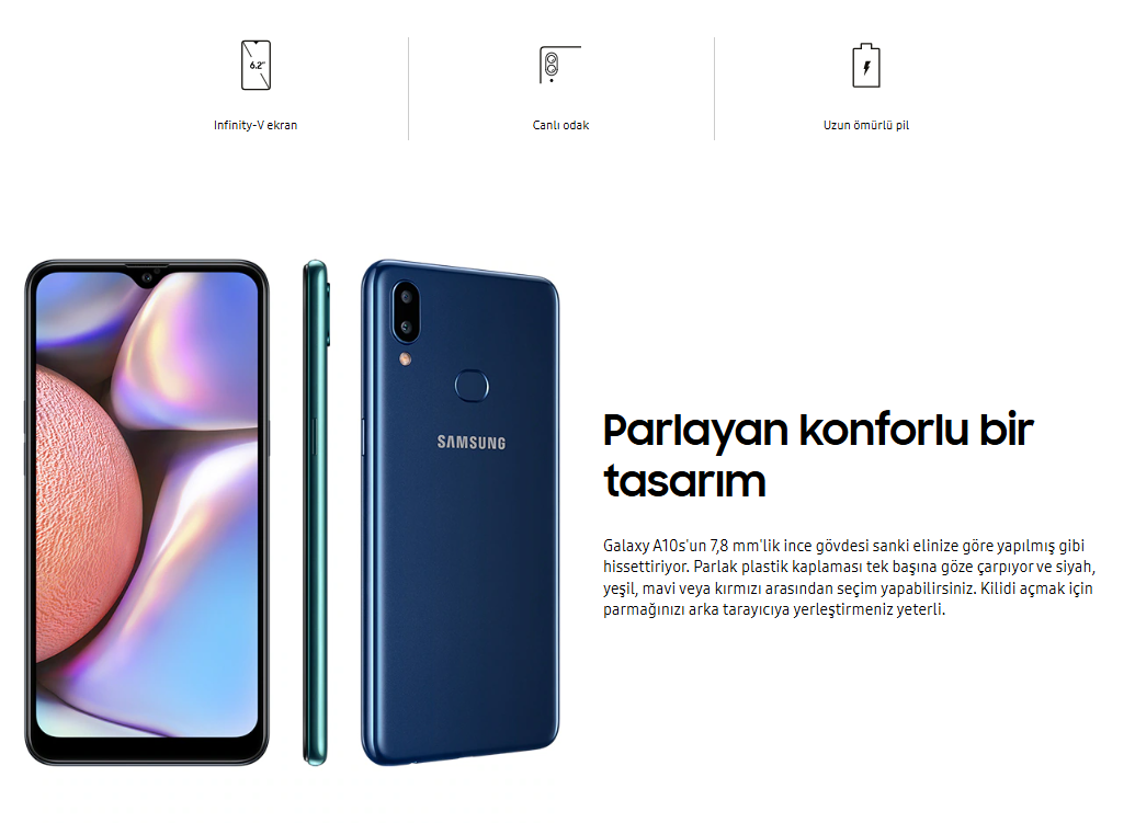 Yenilenmiş Samsung Galaxy A10s Tasarım